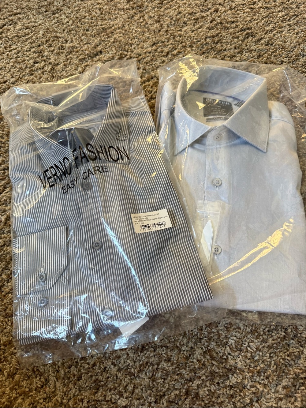 Men's Light Blue and Striped Dress Shirts -